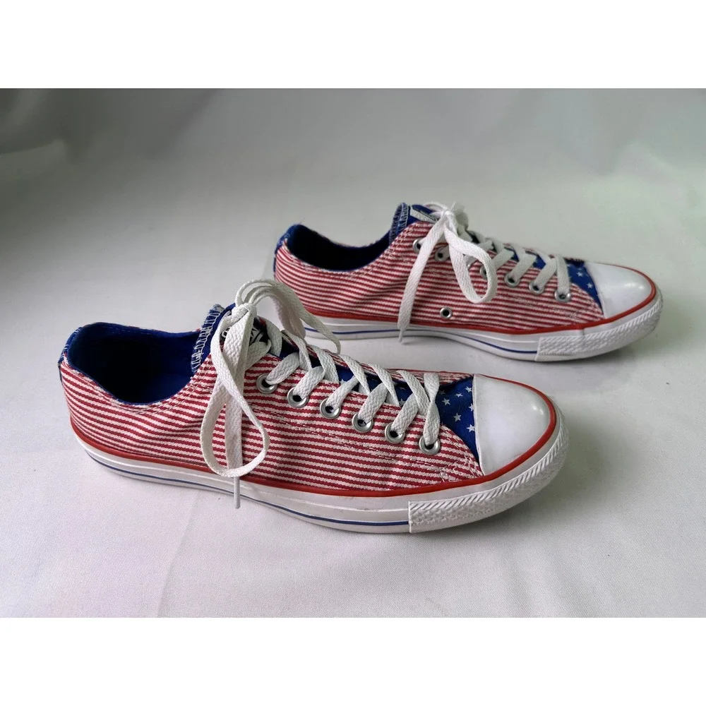 Converse Chuck Taylor All Star Stars and Stripes Patriotic Low Top M 8.5 W 10.5 - Picture 12 of 16